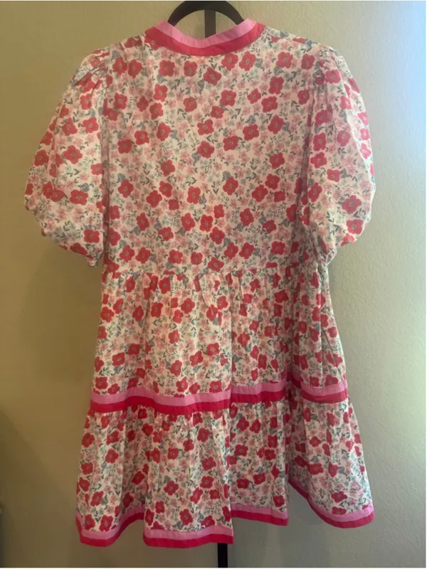 Entro Tiered Floral Print Mini Dress in Red Size XL - Image 3