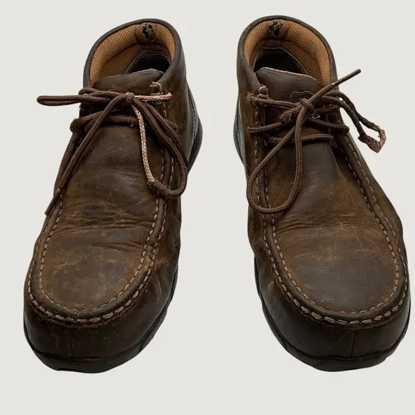 Twisted X Women WDMST01 Brown Leather Steel Toe Driving Moc Work Boots 7W - Image 3