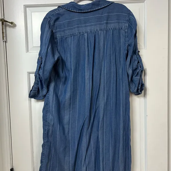Market & Spruce Navy Blue Pinstripe Shirt Dress - Image 2