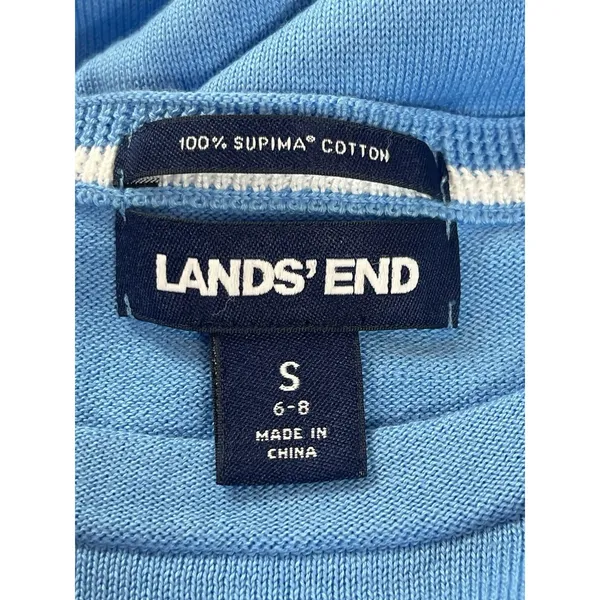 Lands End Supima Cotton Sweater Small Blue Sailboat Nautical Coastal Preppy - Image 5