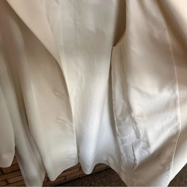 The Women’s Shop Vintage Ribbed Long Cream Button Trench Over Coat - Image 6