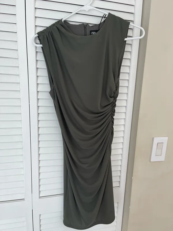 Zara Olive Green Mini Dress - Image 3