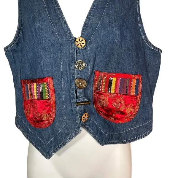 ‎Vintage Nina Piccalino Unique Denim Vest Size 8 - Image 2