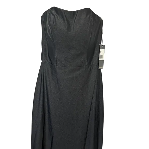 La Femme Maxi Dress Strapless Crisscross High Slit Full Length Black W US 0 NWT - Image 3