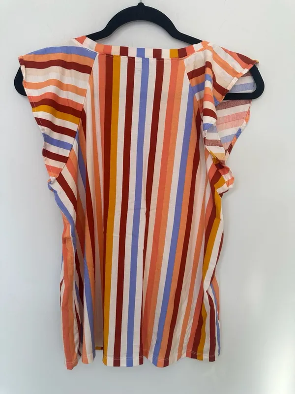 Loft Outlet Striped Flutter Sleeve Top Size L Multicolored Size L - Image 3