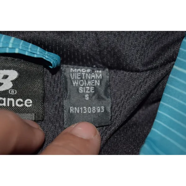 New Balance Windbreaker Jacket Women S Teal Blue Striped Hooded Full Zip Exc - Image 8