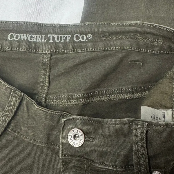 Cowgirl Tuff Tuff Flex Olive Green Trouser Flare Jeans 32x33 Western Coastal - Image 11