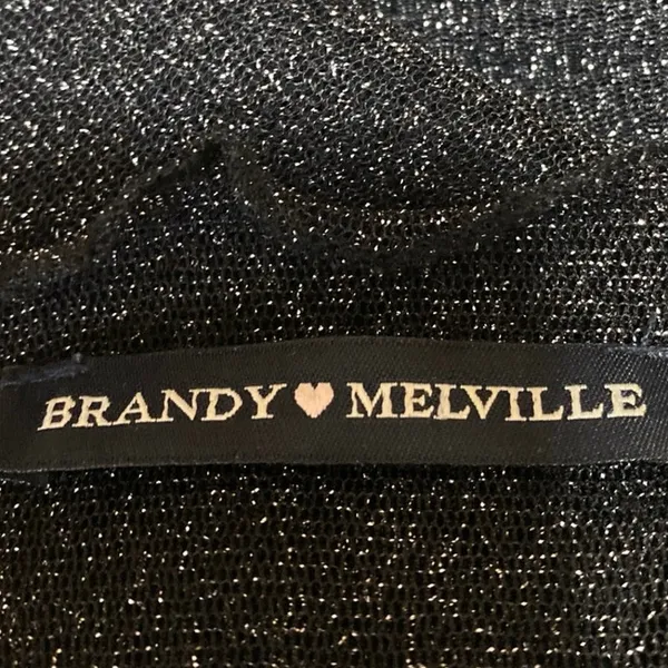 Brandy Melville Womens Black Metallic Mesh Sheer Long Sleeve Crop Cover Up Top S - Image 3