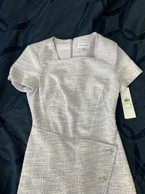 Calvin Klein Lavender Classy Tweed Dress - Image 4