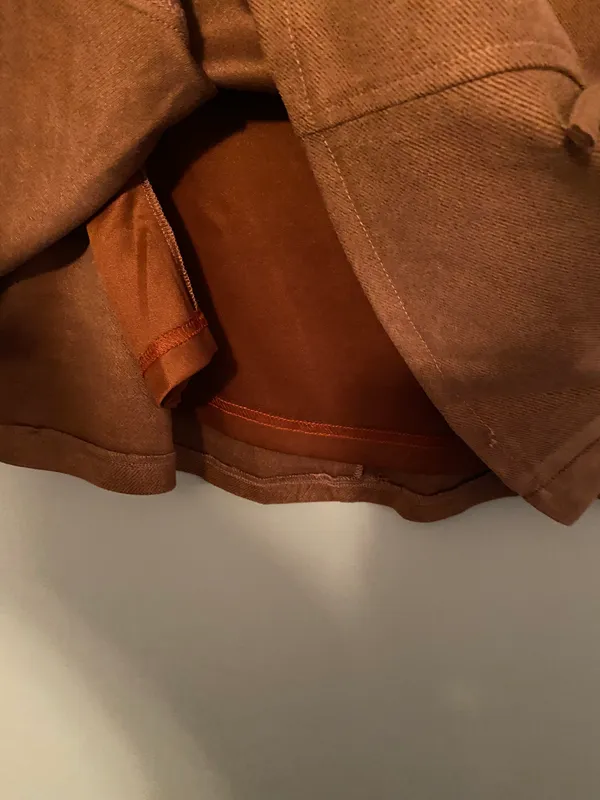 She & Sky Brown Faux Suede Wrap Gored Skirt With Side Tie - Image 4