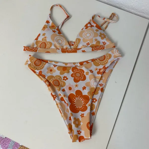 Aurelle Swim X McCall Mitchell White and Orange Floral Bikini - Image 8