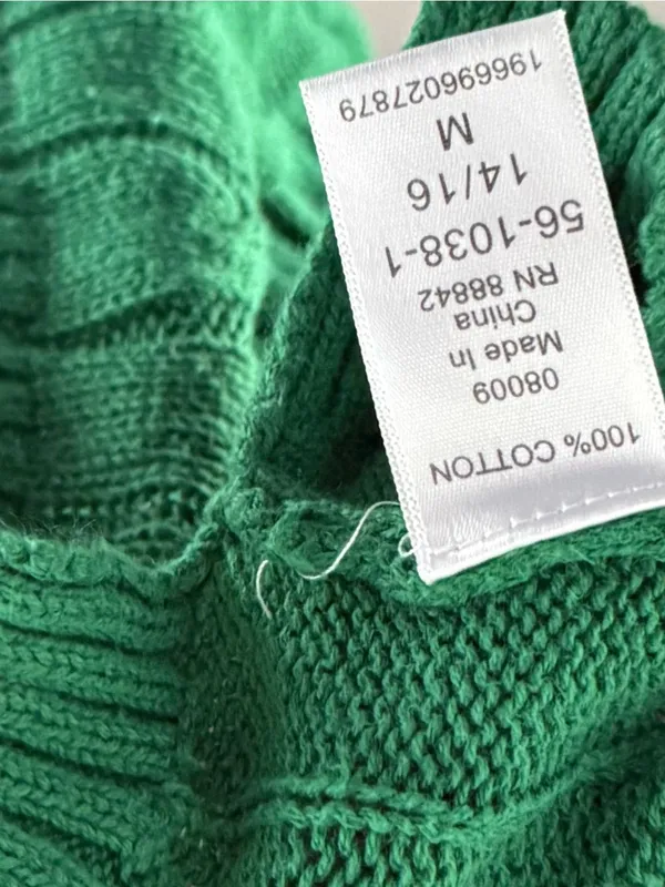 Cable Knit Crewneck Sweater Green Size L - Image 6
