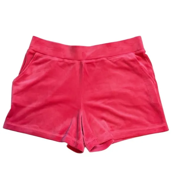 Juicy‎ Couture Watermelon Pink Velour Short Sleeve Hoodie & Shorts Set XL NWT - Image 5