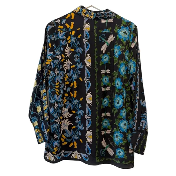 NWT Farm Rio Winter Garden Black Pajama Shirt Button Front Top Floral Size S - Image 7