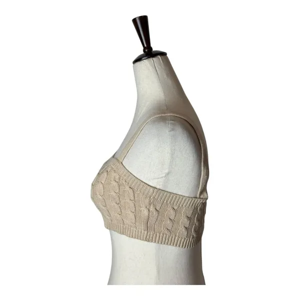 Revolve 525 Tank Top Women XS Beige Tan Oat Cable Knit Tiny Tank Cropped‎ Sexy - Image 5
