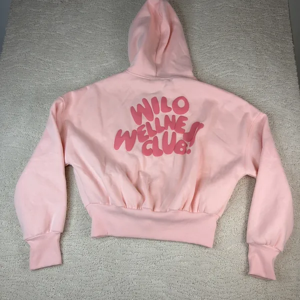 Women's Wilo The Label Wellness Club Crop Zip Hoodie Pink Size Small - Image 6