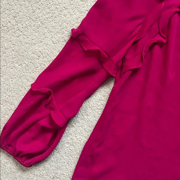 CeCe Vibrant Fuchsia Ruffle Blouse - Image 3
