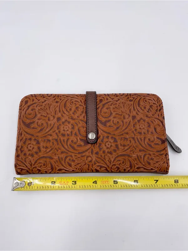Justin Boots Women's Floral Tooled Saddle Brown Wallet Slim Card Slots Western Cowgirl - Image 8