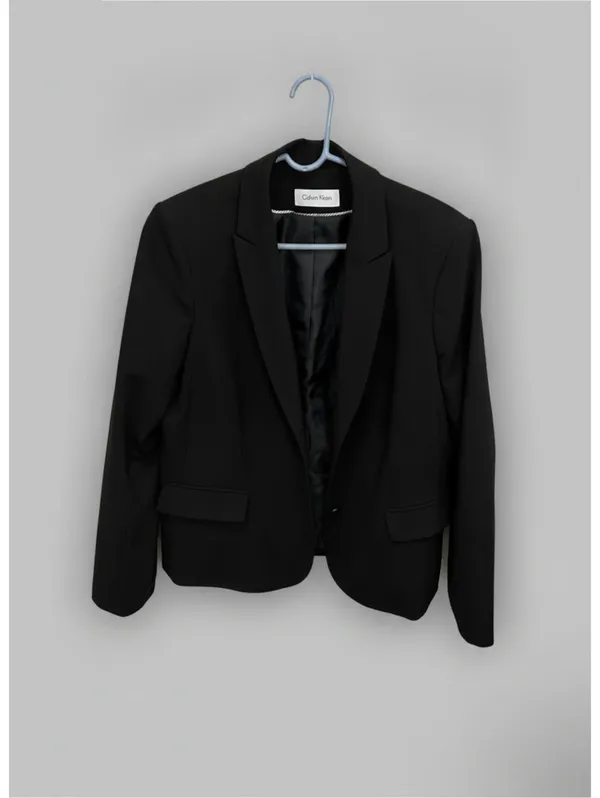 Calvin Klein Black Women's Single-Button Classic Preppy Blazer Jacket US10 - Image 2