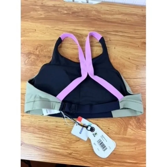 Prana Baja Bound Bikini Top ONLY High Neck Color Block Black Sage Small NWT - Image 2