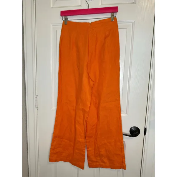 Reformation Citrus Orange 100% Linen Isabel 2 Piece Outfit Sz 4 Coastal Cruise - Image 8