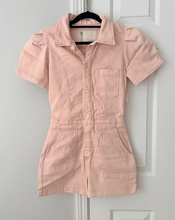 Anthropologie Pilcro The Kit Utility Romper in Pink, Size 2 - Image 3