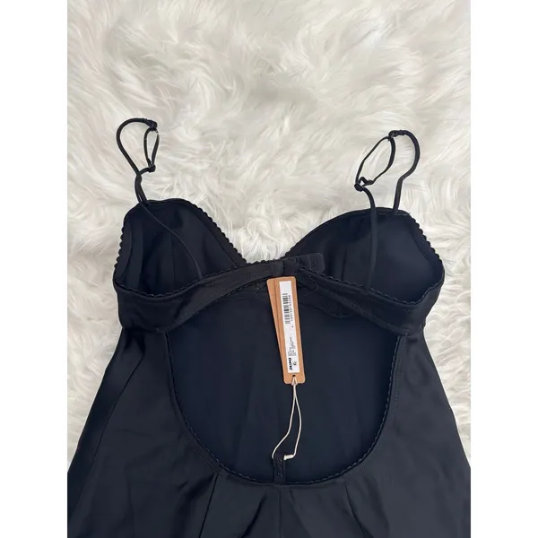Skims Satin Mini Dress Obsidian Size XXS - Image 10