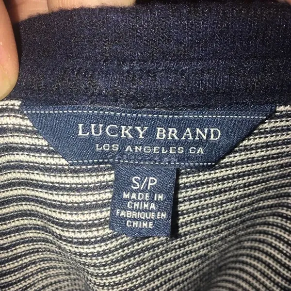 Lucky Brand navy and white thin strip bell sleeve soft S blouse - Image 4