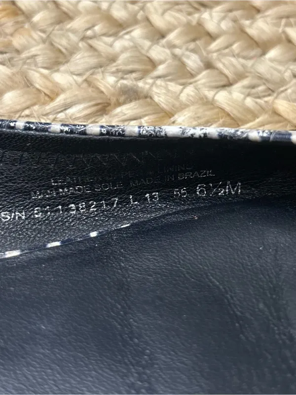 Tory Burch Reva Navy Blue White Striped Snake Skin Embossed Logo Ballet Flat 6.5 - Image 10