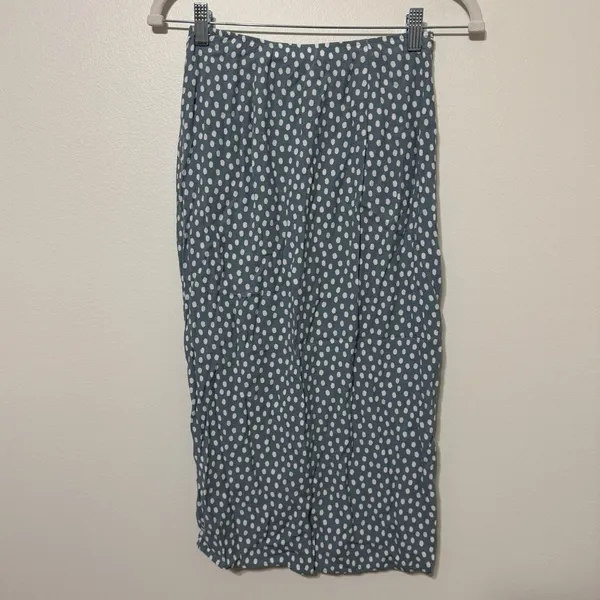 Abercrombie & Fitch Midi Skirt Size XS Polka Dot Cinched Blue White Fall - Image 8
