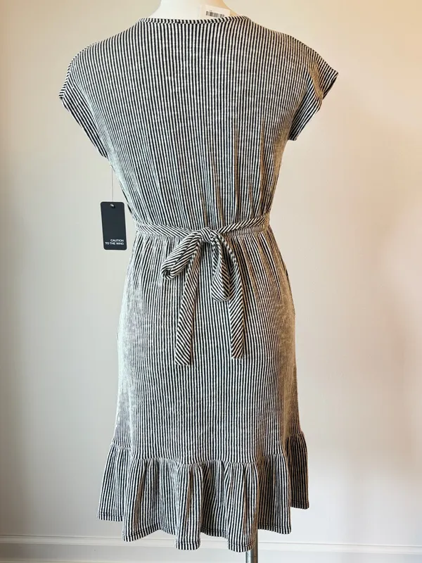 Caution to the Wind Striped Wrap Midi Dress - Image 3
