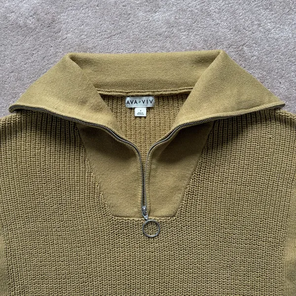 Ava & Viv Quarter Zip Shaker Stitch Pullover Sweater Moss Green Size X / 14W - Image 5