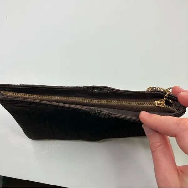 Brown Beaded Elegant Zip Clutch - Image 4