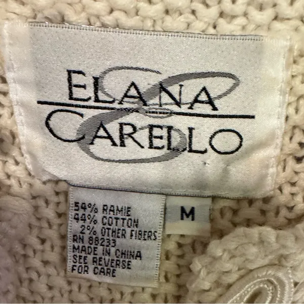Elana Carello Vintage Knit cardigan sweater ugly winter sweater Christmas M - Image 3