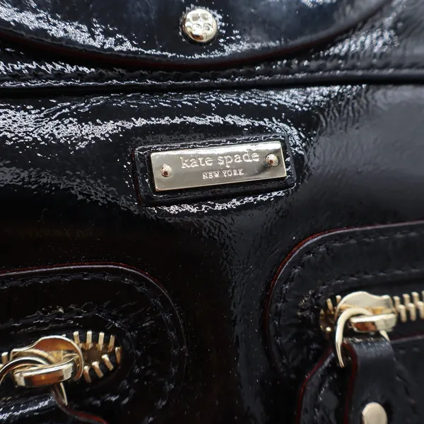 Kate Spade Handbag Womens Large Patent Leather Black Cutout Handle Excellent - Image 3