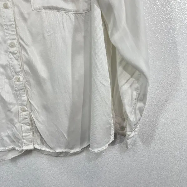 Pilcro the Letterpress Anthropologie White Viscose Split‎ Back Button Down Shirt - Image 9