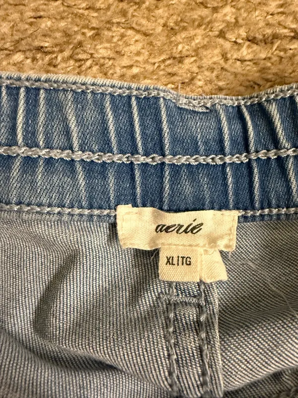 Aerie Light Wash Soft Vintage Edge Flare Jeans with Elastic Waist Back - size XL - Image 9