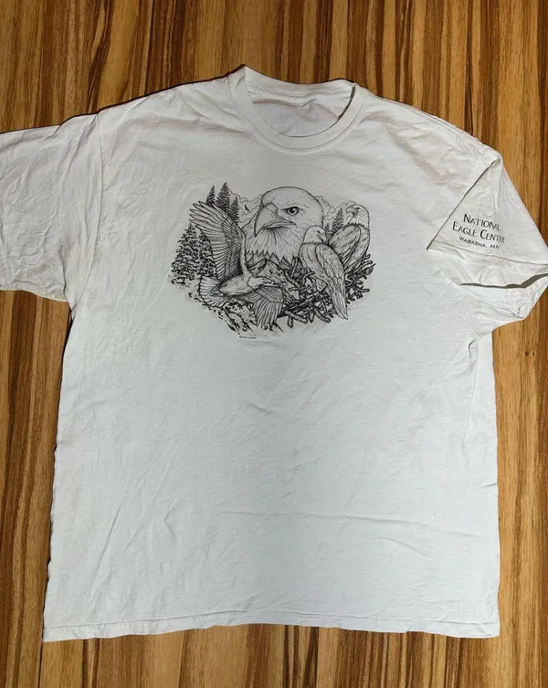 Bold Headed Eagle White Graphic T - Image 2