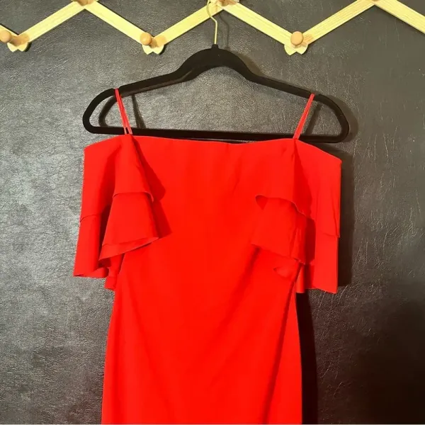 Ralph‎ Lauren Red Off Shoulder Dress Size 0 - Image 3