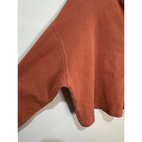 Wilfred Free Mavis Henley‎ Ribbed Cropped Long Sleeve Top Sz M Terracotta - Image 4