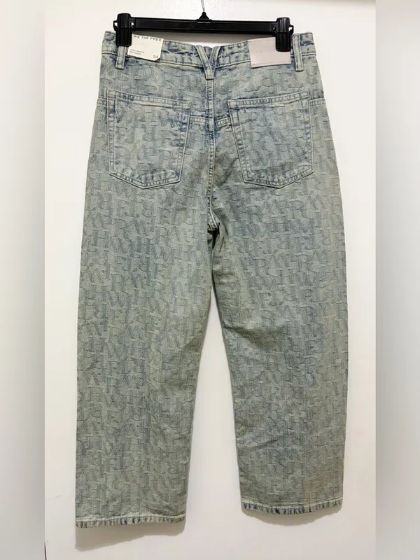 Free People We The Free Deep Trance Dropped Jacquard Jeans Sz.24 - Image 6