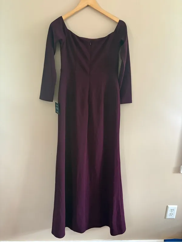 Lulus Alluring Sophistication Dark Plum Off-the-Shoulder Maxi Dress Size Large - Image 6