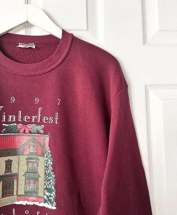 Vintage Jerzees Burgundy 1997 Winterfest Historic Hollidaysburg Sweatshirt Read - Image 6