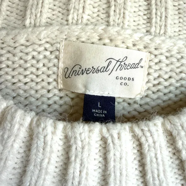 UNIVERSAL THREAD Fair Isle Geometric Cream Chunky Knit Sweater Womens Large - Image 3