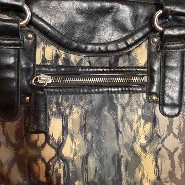 Vintage Y2K Etienne Aigner Satchel Bag Purse Black‎ Snakeskin Fabric/Leather - Image 4