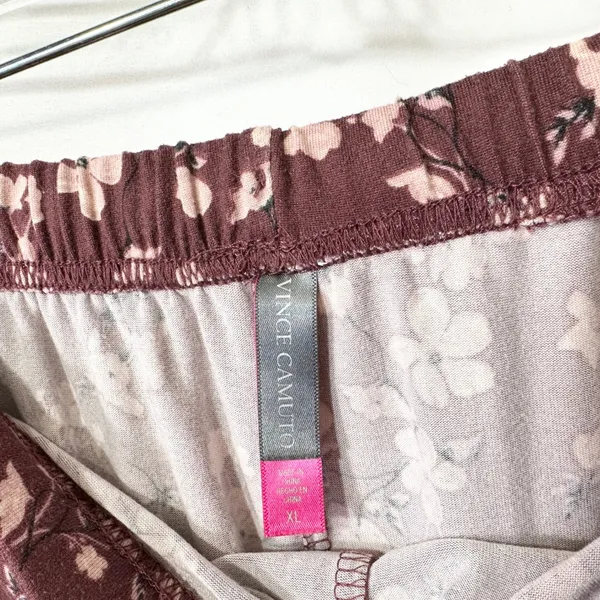 Vince Camuto XL Pajama Set Burgundy Floral Long Sleeve‎ Pants Feminine 651 - Image 10