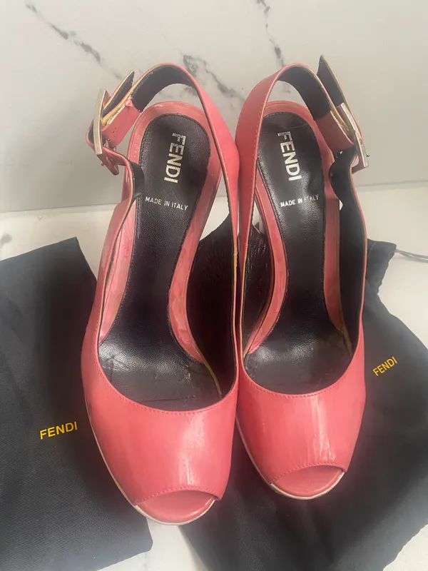 Platform Peep Toe High Heels Pink/White Made in Italy Women’s shoe size 36 - Image 2
