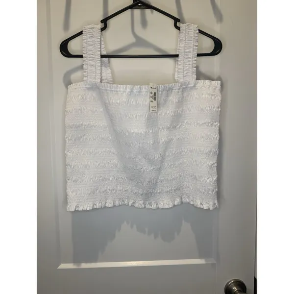 Madewell Women’s Poplin Smocked Tank Top Blouse white Size XL NWT Basic - Image 3