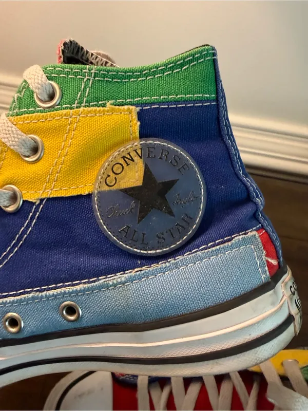 converse all star high top Women 7 Mens 5 Multi-Color Patch Work Color Block - Image 8