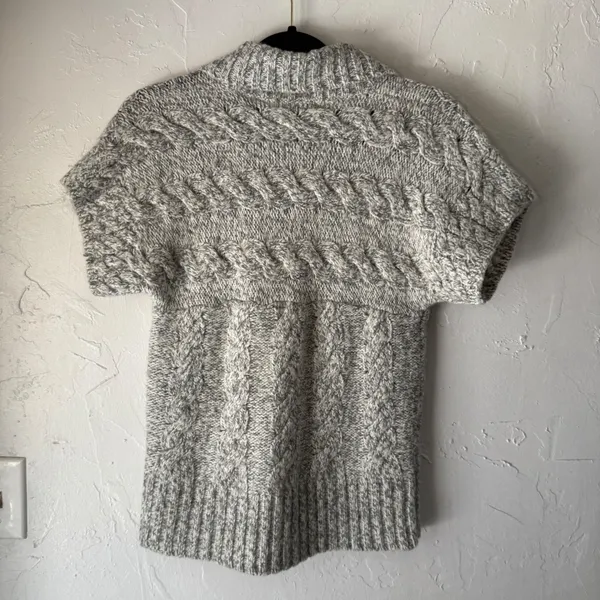 Anthropologie Kimchi‎ Blue Cable Knit Gray Sweater Sm Preppy Gilmore Girls - Image 8